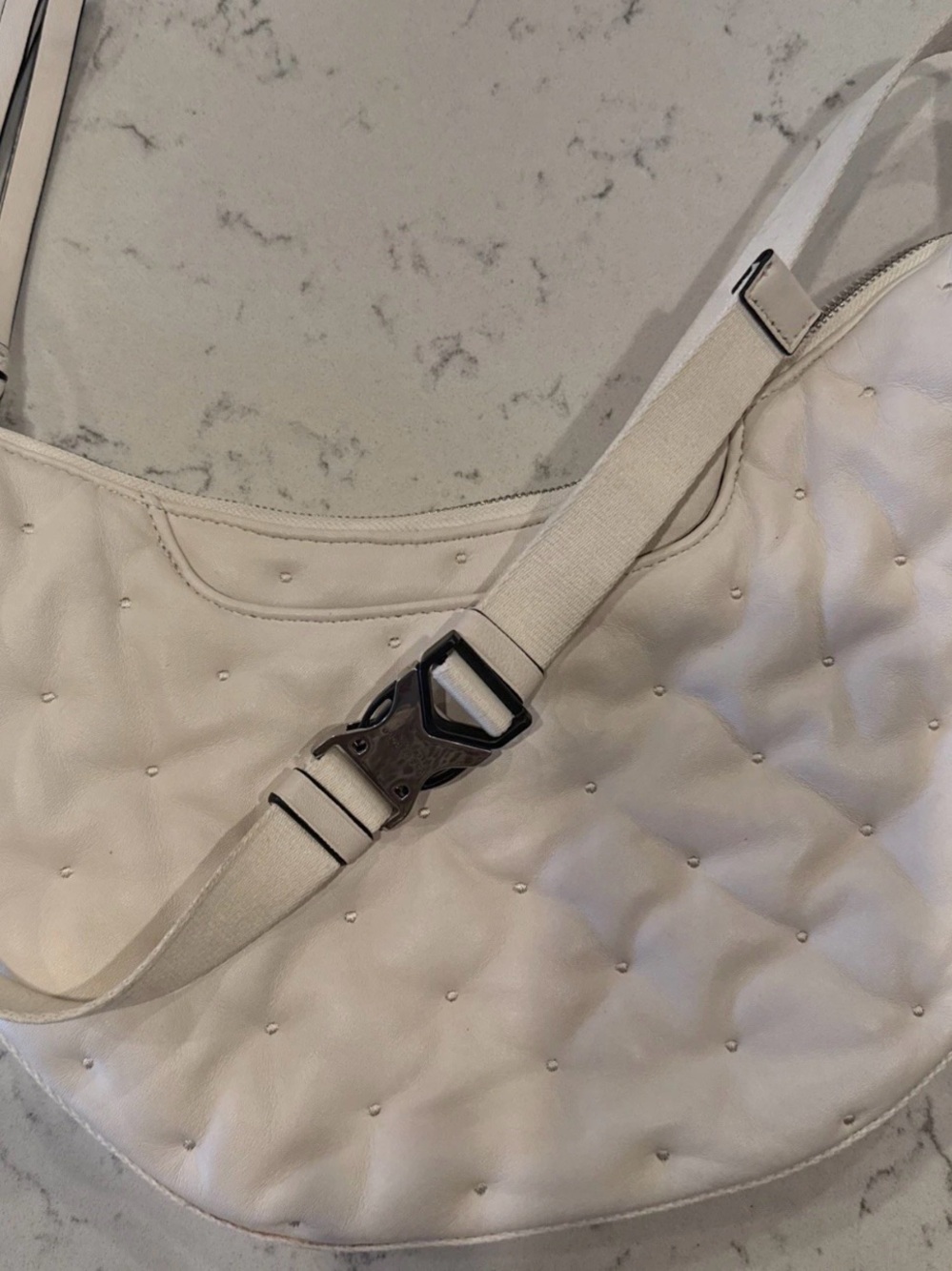 rag & bone Quilted Crescent Mini Bag in Cream